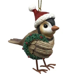 Kurt Adler Wren With Wreath Ornament