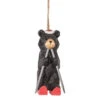 Carved Skiing Black Bear Ornament