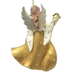 Kurt Adler Brunette Angel Ornament -Finest Christmas Decoration 019237A Brunette Angel Ornament Back 81851.1647883657
