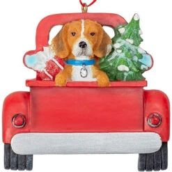 Kurt Adler Personalized Beagle In Back Of Truck Ornament