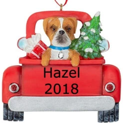 Kurt Adler Personalized Boxer In Back Of Truck Ornament -Finest Christmas Decoration 019405 Personalized Boxer In Back Of Truck Ornament name 32485.1650381153