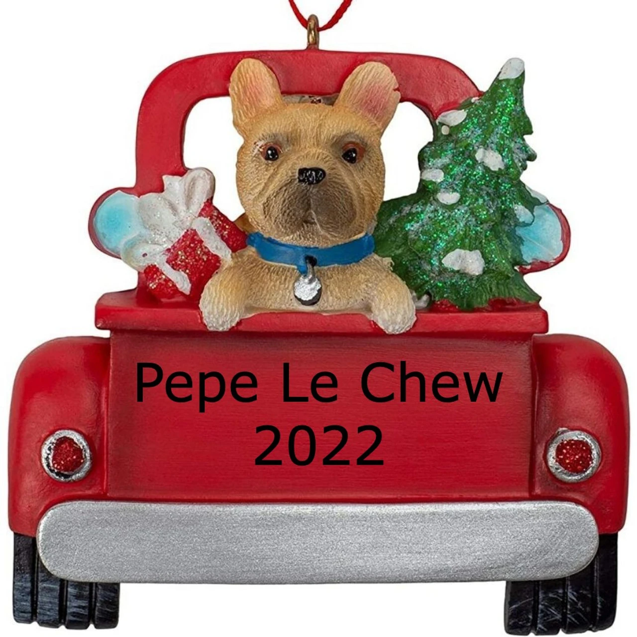 Kurt Adler Personalized French Bulldog In Back Of Truck Ornament - Image 2