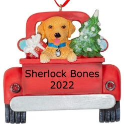 Kurt Adler Personalized Golden Retriever In Back Of Truck Ornament -Finest Christmas Decoration 019414 Personalized Golden Retriever In Back Of Truck Ornament name 74836.1650385875