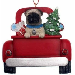 Kurt Adler Personalized Pug In Back Of Truck Ornament