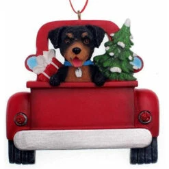 Kurt Adler Personalized Rottweiler In Back Of Truck Ornament
