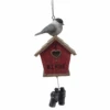 Red Bird House With Chickadee Ornament -Finest Christmas Decoration 019766A Red bird house with chickadee ornament 48198.1646244553