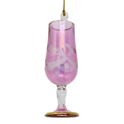 Small Pink Wine Glass Etched Glass Ornament 7 Small Pink Wine Glass Etched Glass Ornament -Finest Christmas Decoration 040367C 29545.1691776427