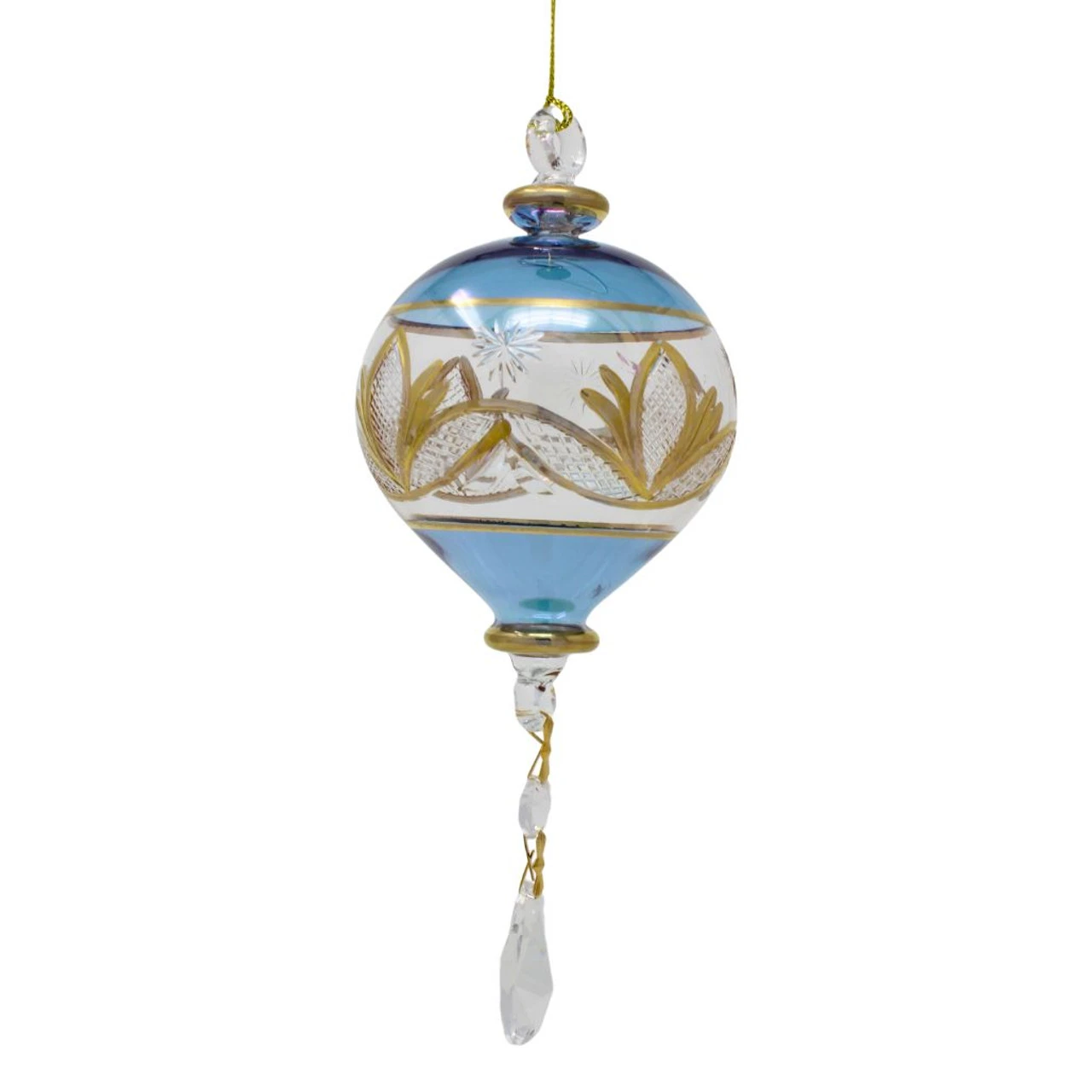 Blue Sphere With Crystal Drops Glass Ornament 4 Blue Sphere With Crystal Drops Glass Ornament - Image 2