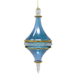 Blue And Gold Rounded Diamond Glass Ornament -Finest Christmas Decoration 040856A 13030.1691777238