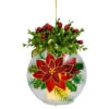 LED Hand Blown Glass Poinsettia Ornament -Finest Christmas Decoration 046870A LED Glass Hand Blown Glass Poinsettia Ornament 65509.1667581649