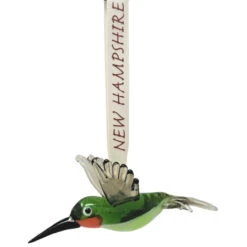 Hand Blown Glass New Hampshire Hummingbird Ornament