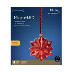 Lumineo Micro LED Red Glass 12 Pointed Star