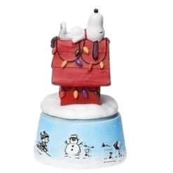 5" Musical Snoopy On A House On Top A Winter Scene