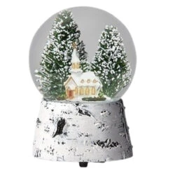 5.5" Musical Dome With A Church And Woods
