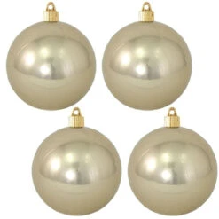 Set Of 4 Champagne Shine Shatterproof Ornaments