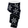 Silver Glittered Snowflakes On Navy Blue Velvet Ribbon 10 Yards Long X 2.5 Inch Wide -Finest Christmas Decoration 1070 Untitled design 89553.1680320668