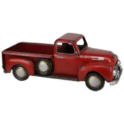 Red Metal Pickup Truck Planter