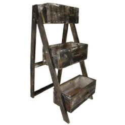 19.5" Wood Drawer Box Ladder Planter
