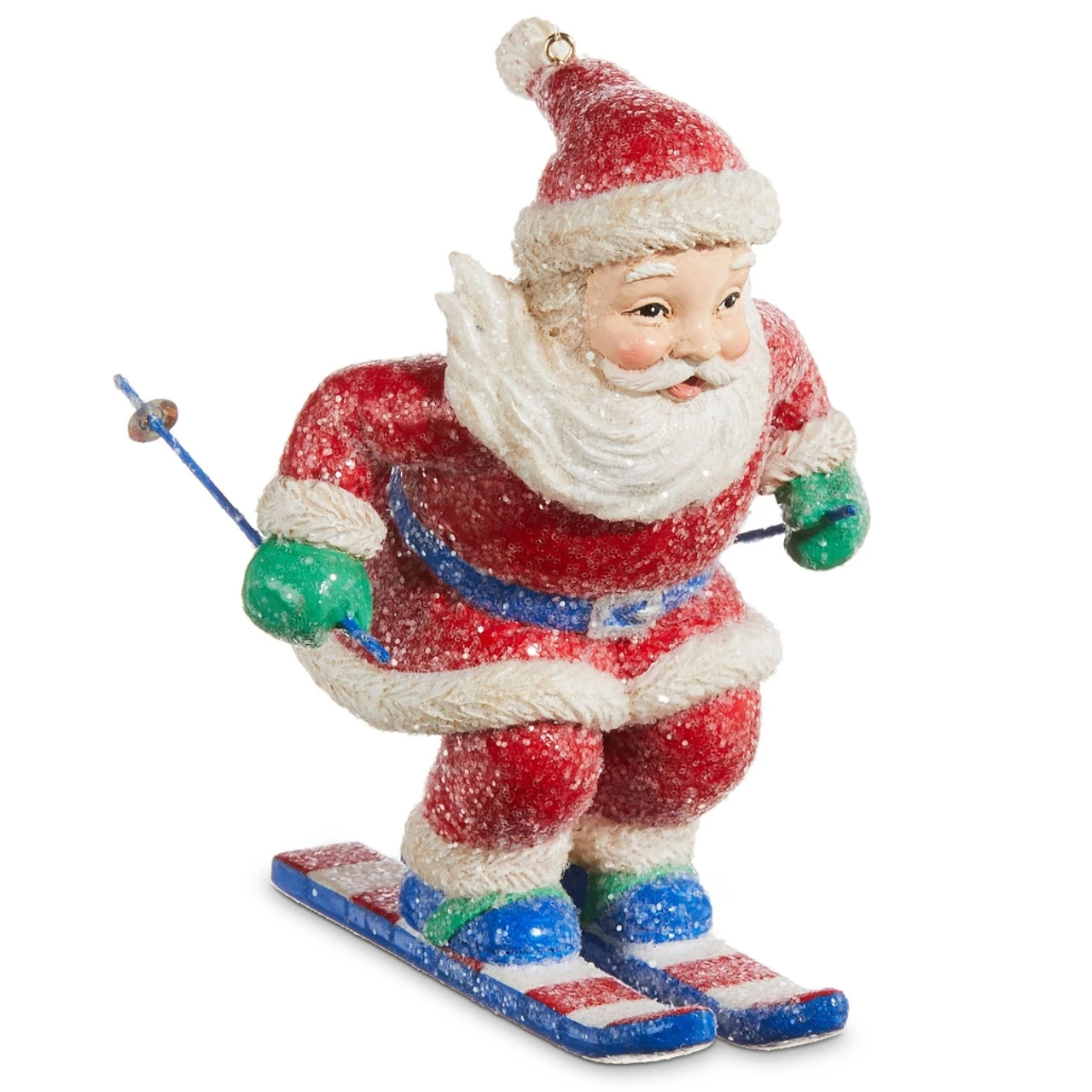 Glittery Skiing Santa Ornament 3 Glittery Skiing Santa Ornament