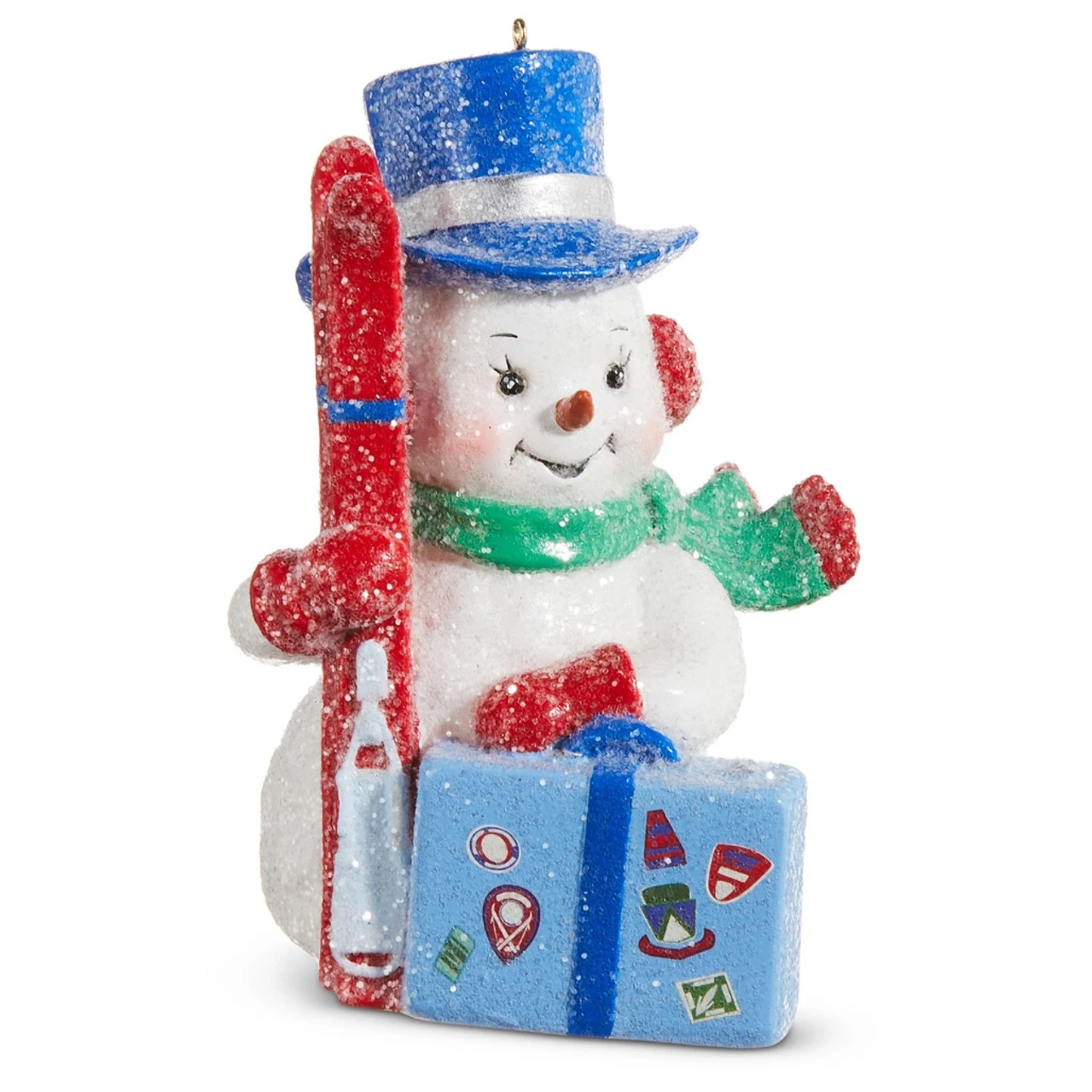 Glittery Ski Trip Snowman Ornament 3 Glittery Ski Trip Snowman Ornament
