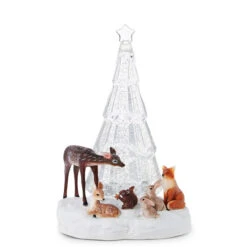 Christmas Tree Water Lantern Swirling Glitter Shimmer With Woodland Animals