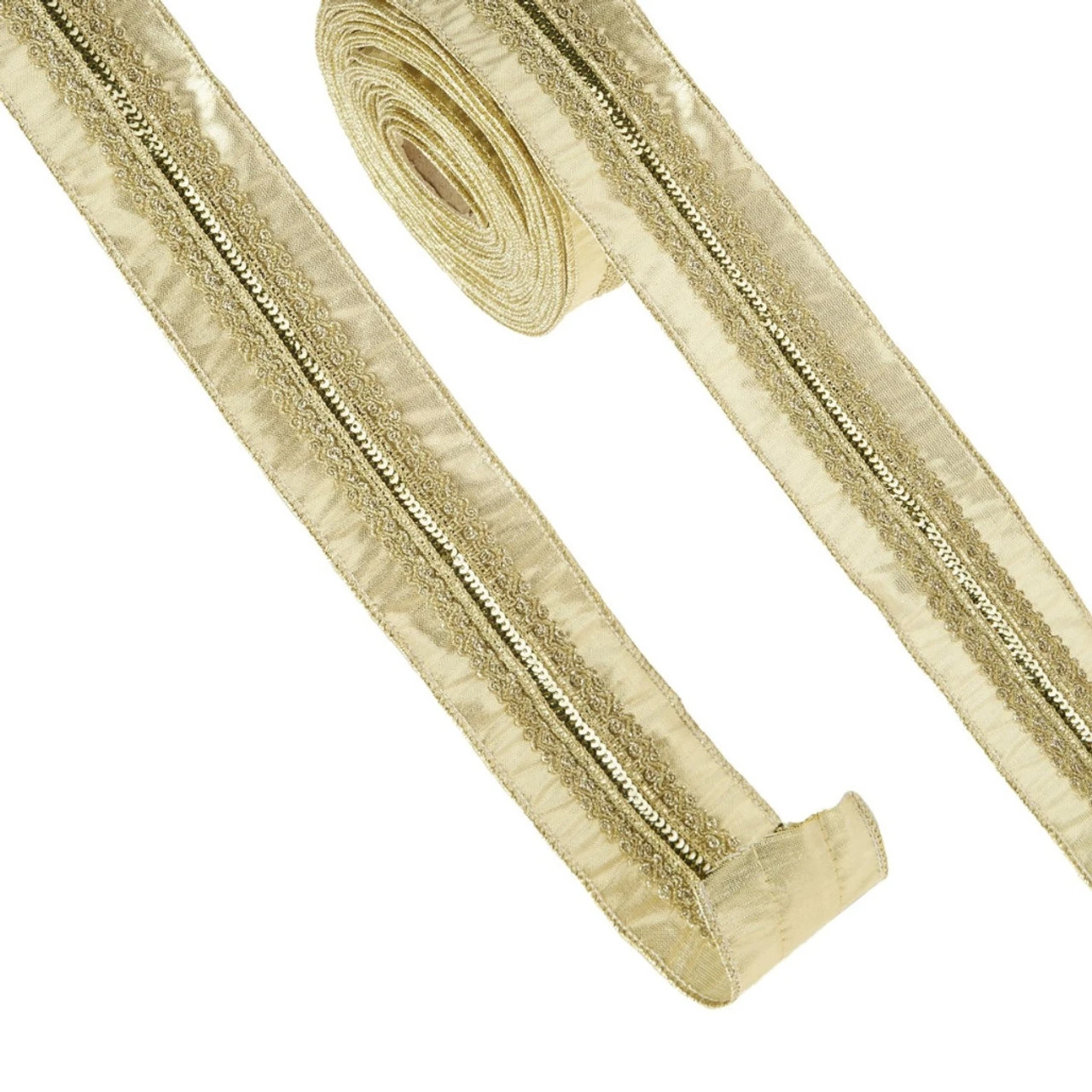 Embellished Gold Lamé Ribbon 3 Embellished Gold Lamé Ribbon