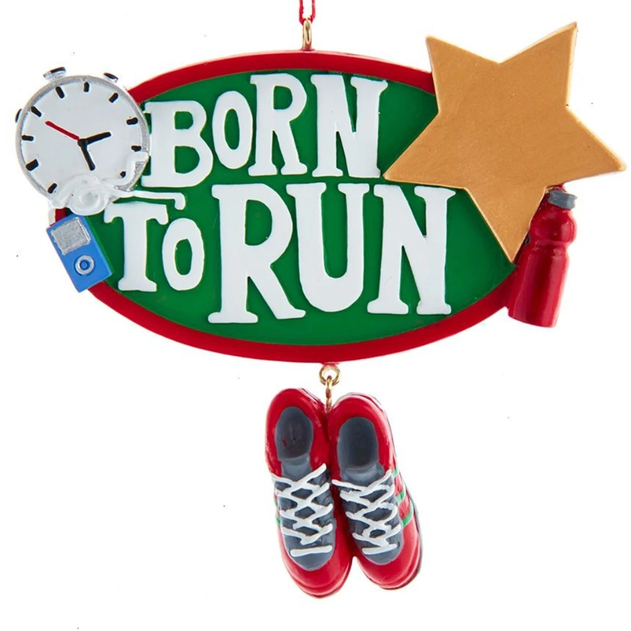 Kurt Adler Ornament For Personalization With The Words "Born To Run" And Decorated With A Stopwatch, IPad, And Sneakers 3 Kurt Adler Ornament For Personalization With The Words "Born To Run" And Decorated With A Stopwatch, IPad, And Sneakers