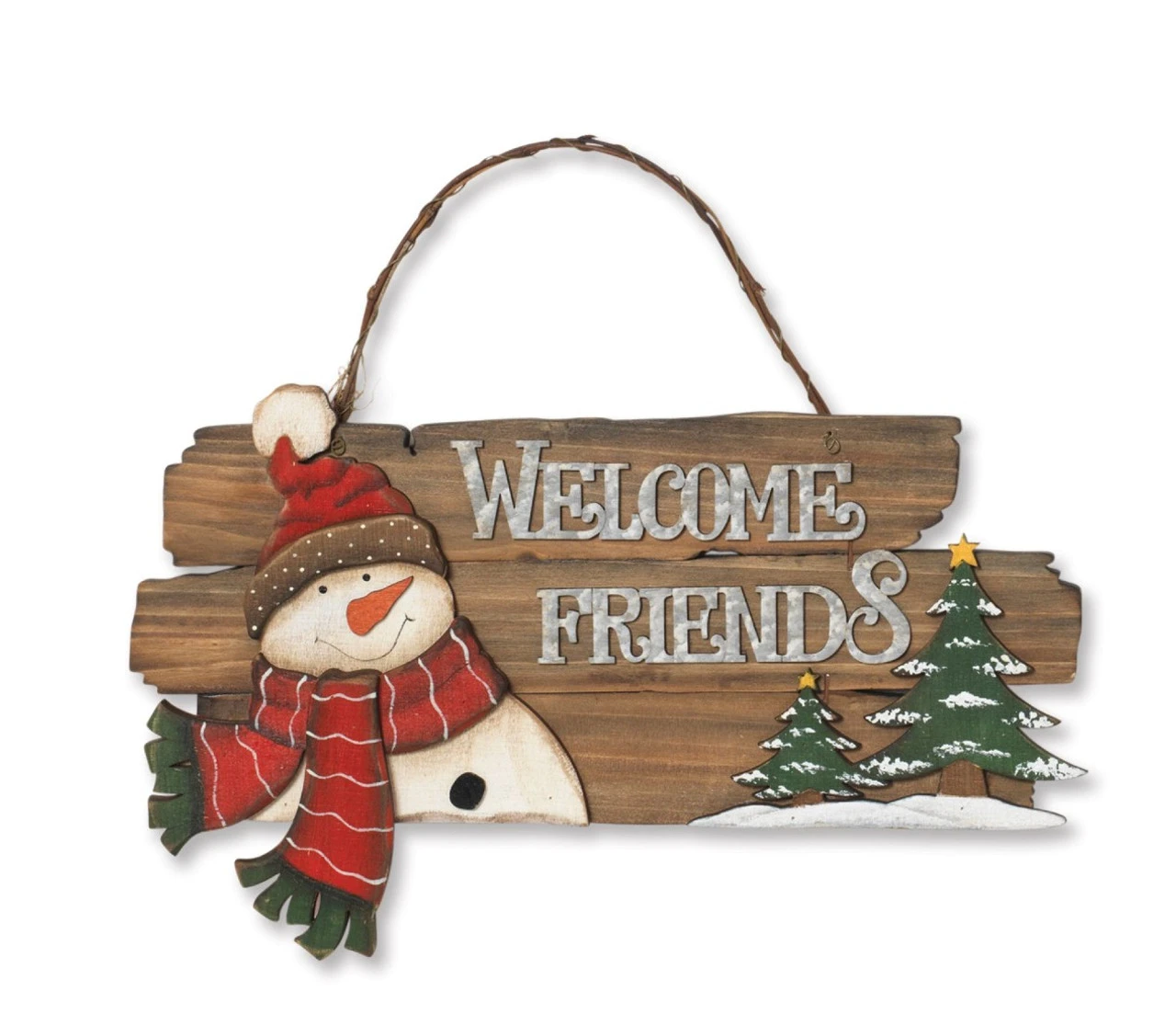 Wall Hanging With A Snowman And Insignia "Welcome Friends" 3 Wall Hanging With A Snowman And Insignia "Welcome Friends"