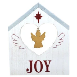 Joy Angel In Heart Wood Sign