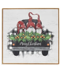 Light-Up Gnomes In A Black Truck Wall Decor