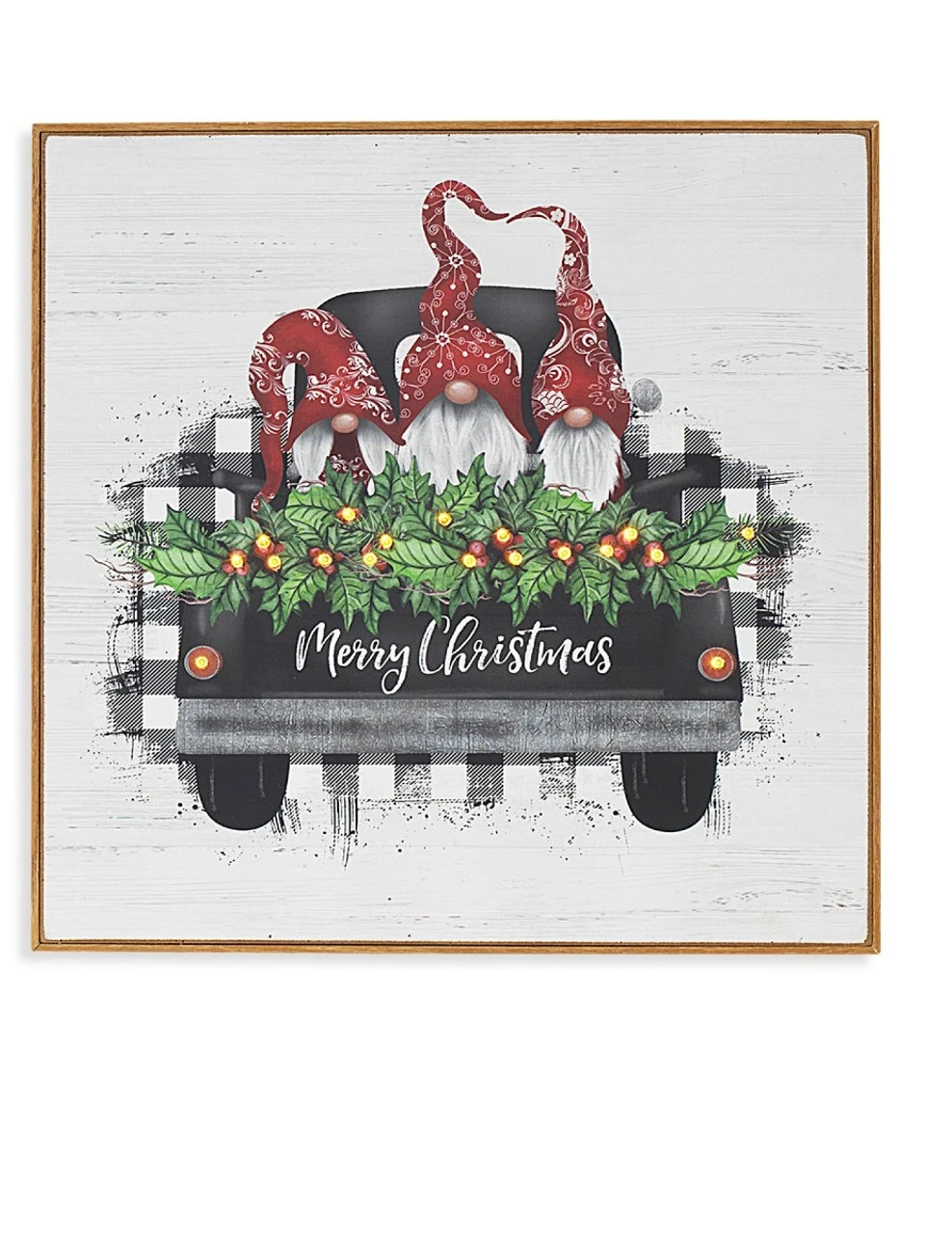 Light-Up Gnomes In A Black Truck Wall Decor 3 Light-Up Gnomes In A Black Truck Wall Decor