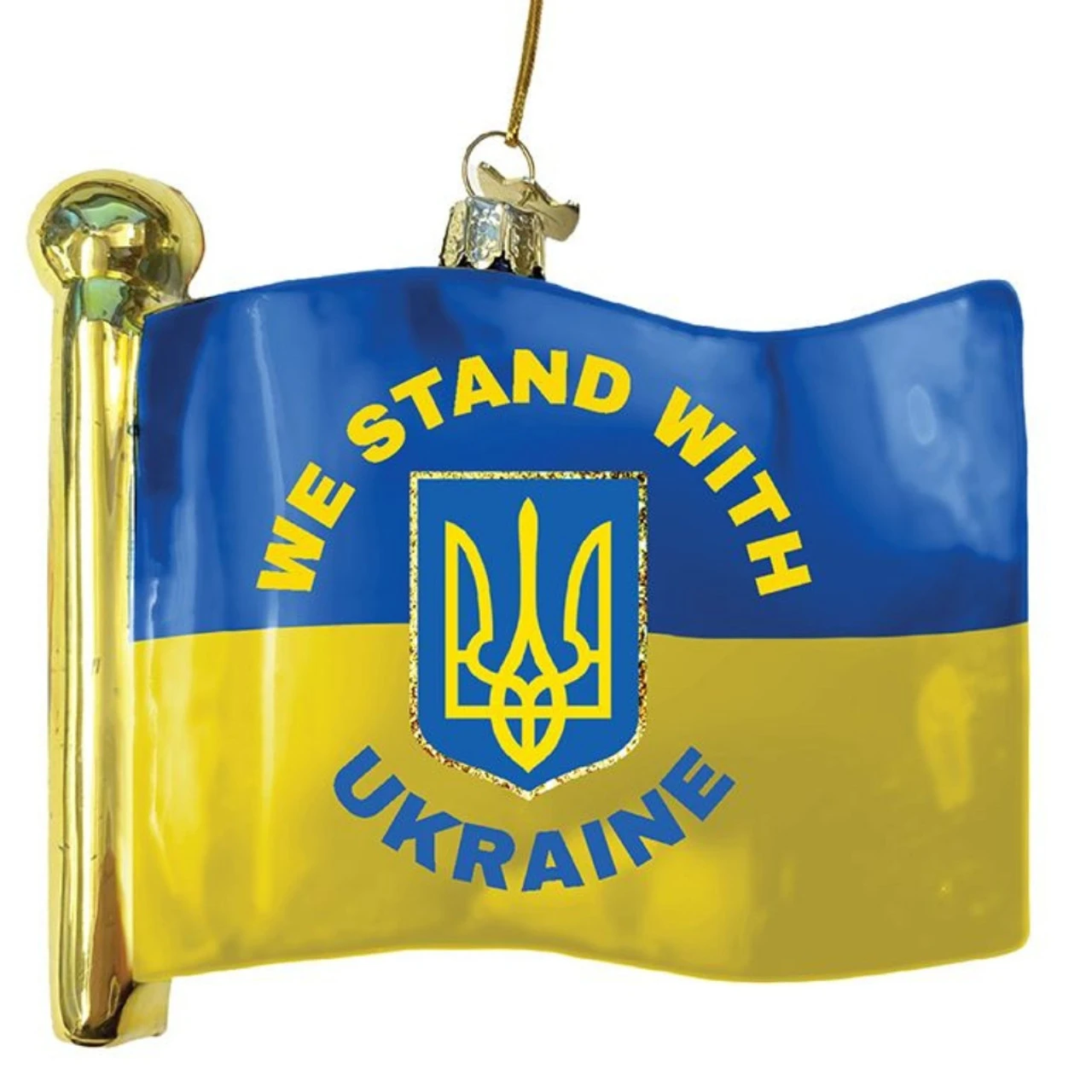 Kurt Adler We Stand With Ukraine Flag Glass Ornament 3 Kurt Adler We Stand With Ukraine Flag Glass Ornament