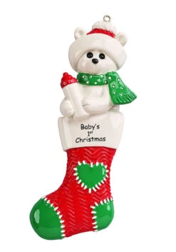 Personalized Baby Polar Bear Stocking Ornament