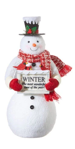 19" Snowman Holding A Winter Sign