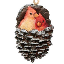 Cardinals In Pinecone Cuddling Ornament