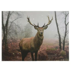 23"W X 31"H LED Deer Scene On Canvas