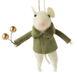 Felt Mouse Holding Bells Ornament