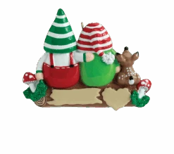 Personalized Two Gnomes On A Log Ornament