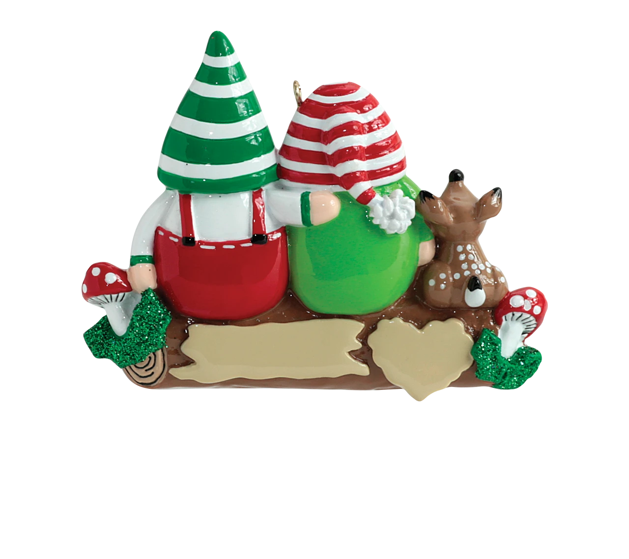 Personalized Two Gnomes On A Log Ornament 3 Personalized Two Gnomes On A Log Ornament