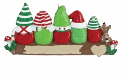 Personalized Gnome On Tree Family Of 5 Ornament
