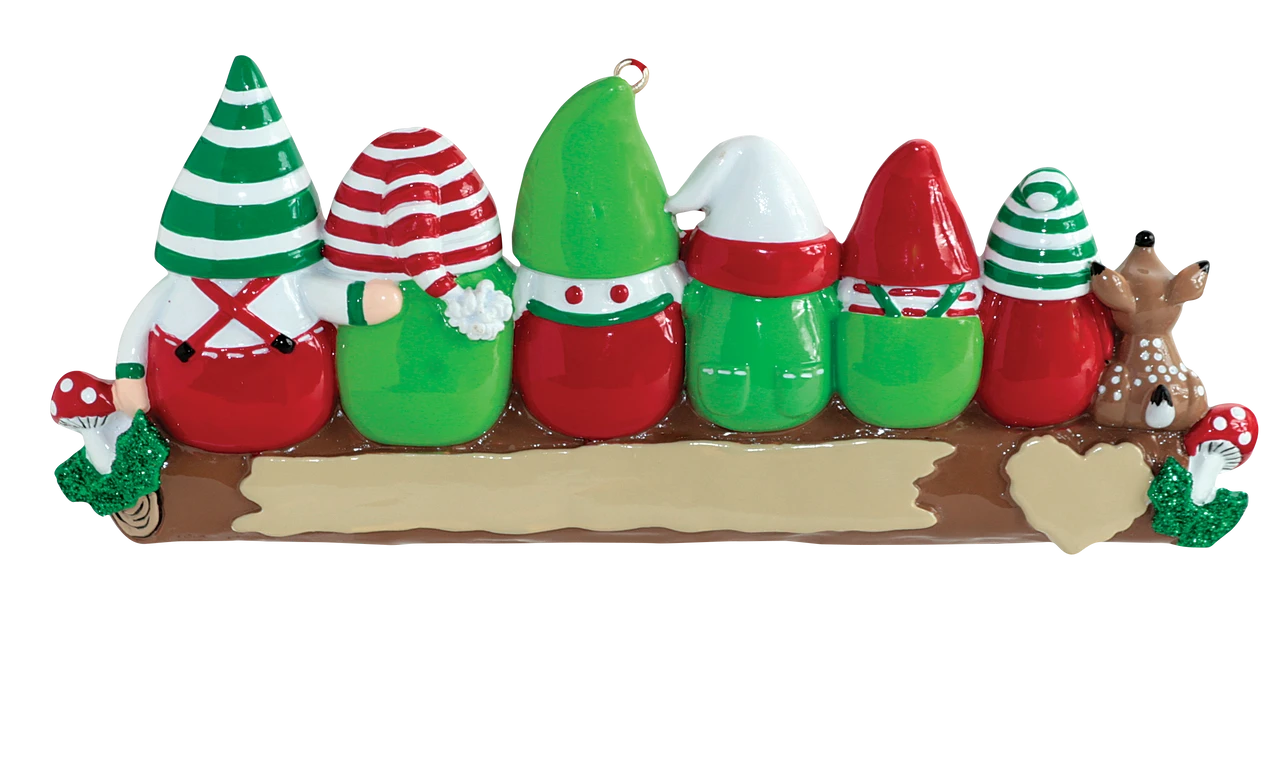 Personalized Gnomes On A Log Family Of 6 Ornament 3 Personalized Gnomes On A Log Family Of 6 Ornament