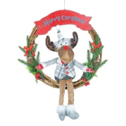 Boy Moose On Wreath Ornament