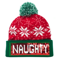 Naughty Or Nice Sequin Knit Pom Hat 7 Naughty Or Nice Sequin Knit Pom Hat -Finest Christmas Decoration 1 Reversible Naughty Or Nice Knit Hat naughty 39799.1680632470