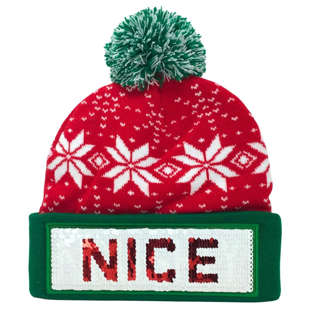 Naughty Or Nice Sequin Knit Pom Hat 3 Naughty Or Nice Sequin Knit Pom Hat