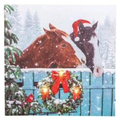 Horsin' Around Christmas Lit Canvas