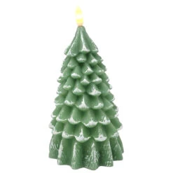 LED Flocked Green Tree Candle