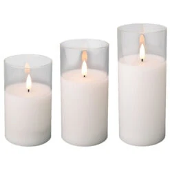 Lumineo LED White Candle Set Of 3