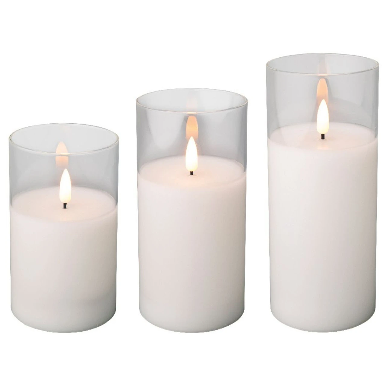 Lumineo LED White Candle Set Of 3 3 Lumineo LED White Candle Set Of 3