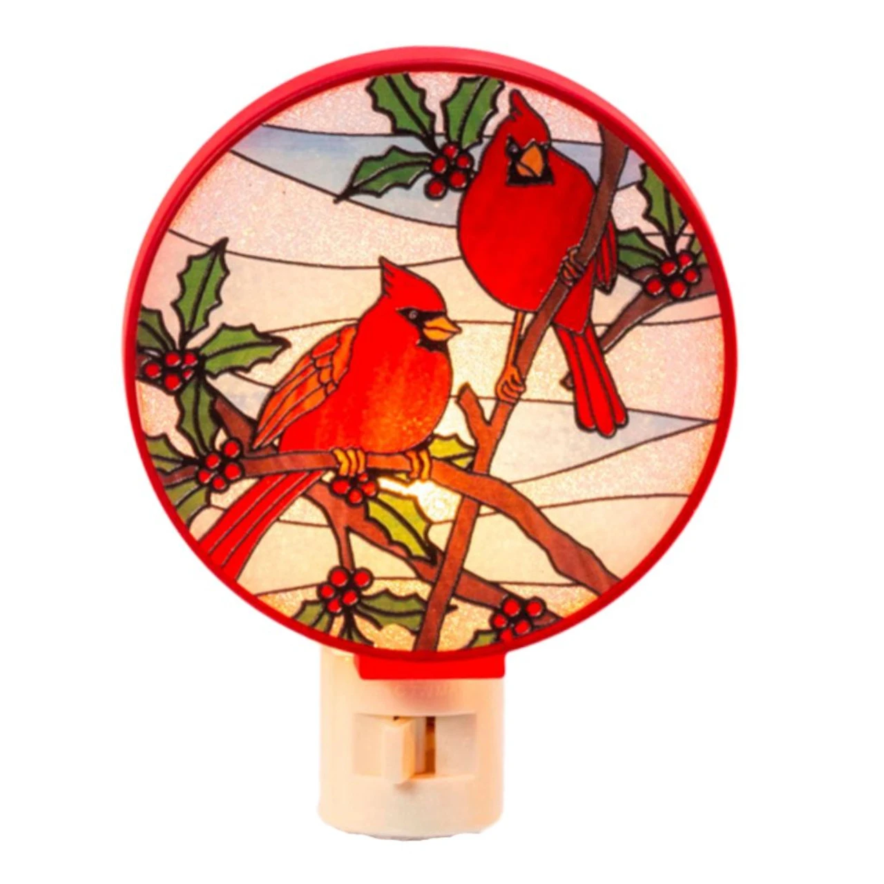 Winter Cardinals Round Night Light 3 Winter Cardinals Round Night Light
