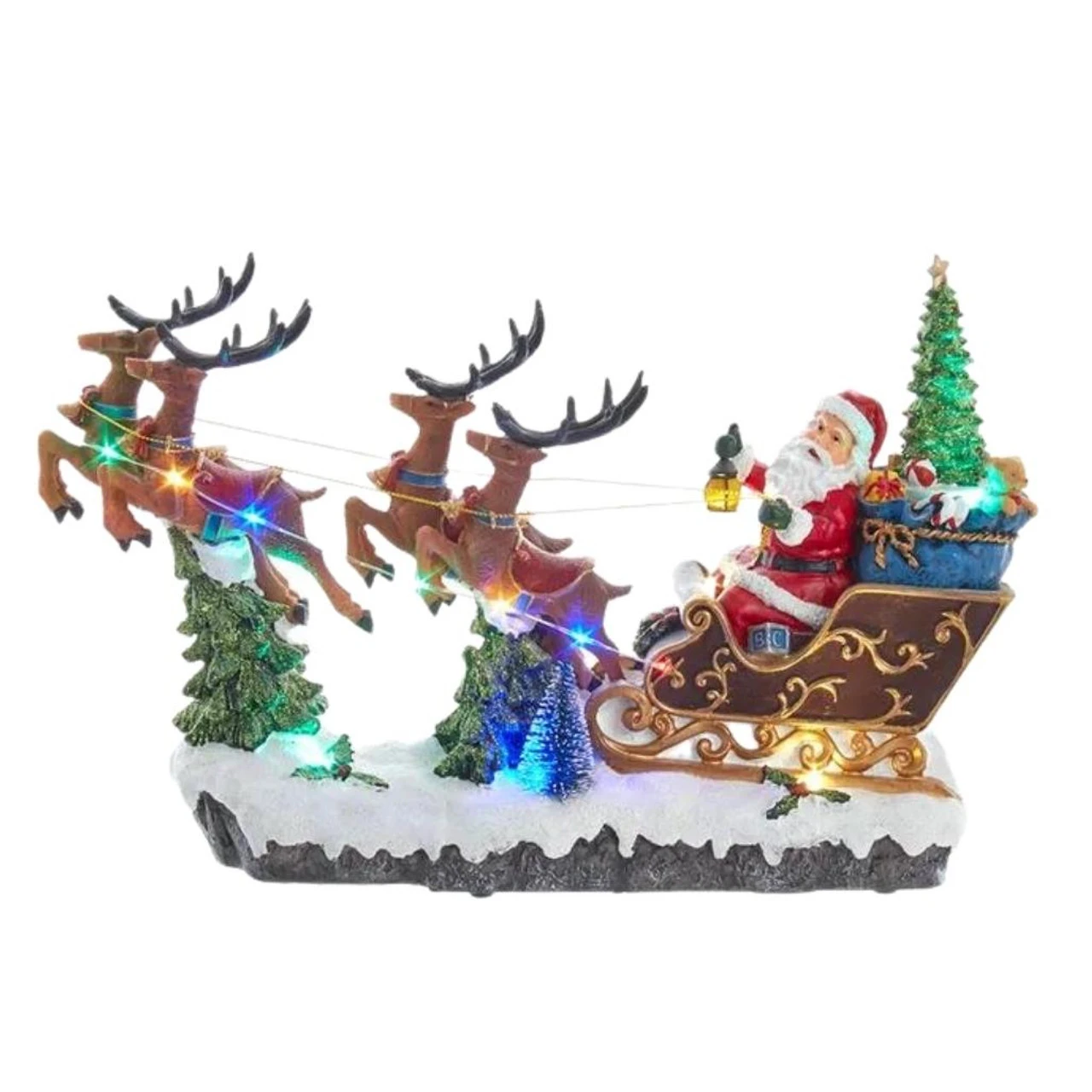 Kurt Adler LED Musical Santa And Sleigh Table Piece 4 Kurt Adler LED Musical Santa And Sleigh Table Piece - Image 2